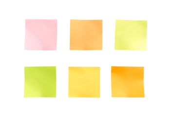 Colorful sticky notes isolated on transparent background