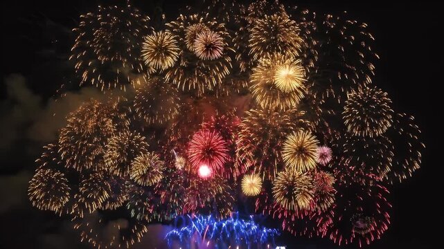 Vibrant Night Sky Fireworks Display Celebration Spectacular Show