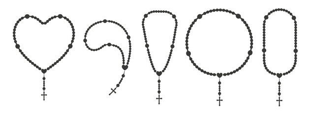 Rosary beads silhouettes set prayer heart shaped jewelry