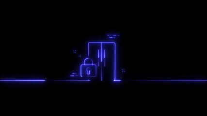 blue Neon Cybersecurity Lock Animation Futuristic Encrypted Access Gateway Holographic Keyhole Pulse High Tech Data Shield Visuals AI Security Promo Dark Minimal Background Glowing Circuit Lines - Powered by Adobe