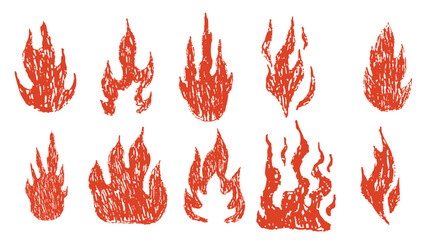  set fire flame grunge hand drawn chalk tattoo abstract