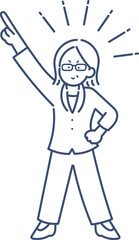 チームリーダーの40代女性をイメージしたイラスト　線画のみ