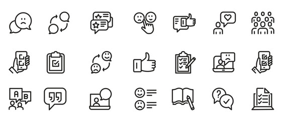 : set icon line feedback and rating rank vector illustration