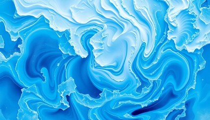 Obraz premium Abstract swirling icy blue and white background, fractal frost patterns, design, cold background