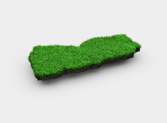 Yemen Map soil land geology cross section with green grass and Rock ground texture 3d illustration