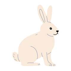 Arctic hare on white background, vector illustration in flat style.