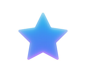 3D Glossy blue star icon with gradient glow, ideal for ratings, favorites or rewards. 3D Illustration