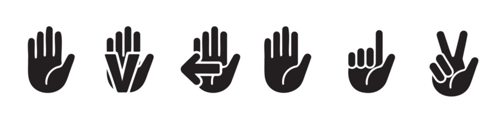 Set of Black and White Hand Gestures