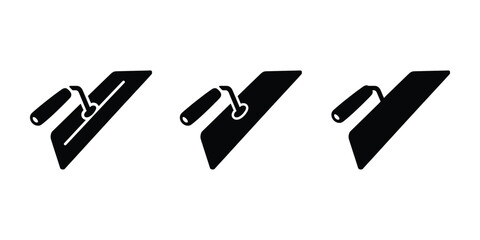 Plastering trowel icon set, Construction, Cement, and masonry tool vector