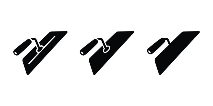 Plastering trowel icon set, Construction, Cement, and masonry tool vector