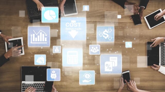 Cost reduction and cost saving through digital transformation, business cost optimization, operational cost reduction, financial savings, and resource efficiency strategy for business success. Funnel