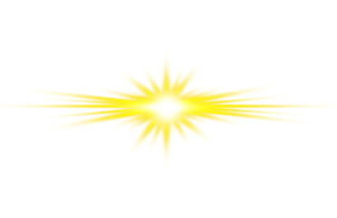 Bright Yellow Sparkle Starburst Burst Effect with Transparent Background Isolated on White
