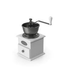 Manual coffee grinder with wooden base and metal bowl