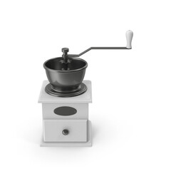 Manual coffee grinder with wooden base and metal bowl