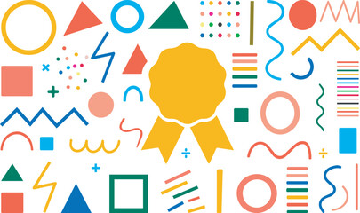 Colorful Abstract Geometric Shapes and Confetti EPS