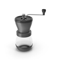 black manual coffee grinder with glass container