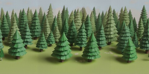 A papercraft forest landscape - Equirectangular 360 degree landscape