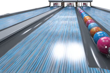 Bowling Alley Lanes with Colorful Balls graphic isolated on a transparent background