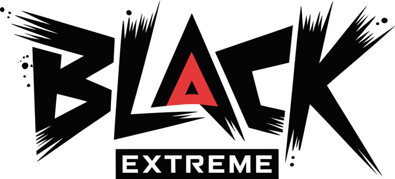 Black extreme edgy typography design with bold red triangle