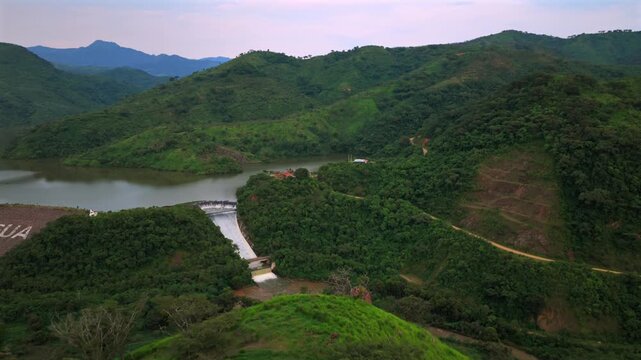 Panoramic Aerial View Of Presa El Carrizo (El Carrizo Dam) In Tamazula de Gordiano, Jalisco, Mexico.