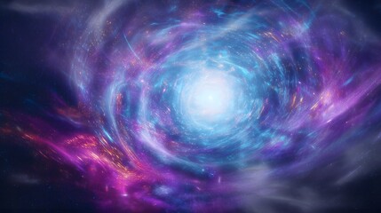 Fototapeta premium Cosmic genesis illustration vibrant nebulae radiate from a glowing core of life’s origin