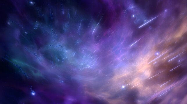 Cosmic birth of life digital art vibrant nebulae DNA motifs ethereal starscape awe inspiring creation - Powered by Adobe