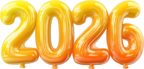 Golden Orange 2027 Balloon isolated on white background