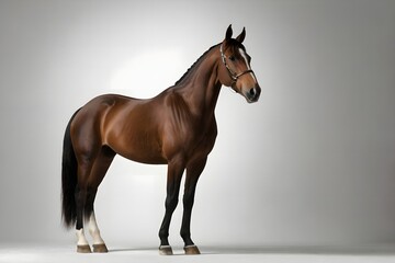 Dutch Warmblood Horse Standing on White Background