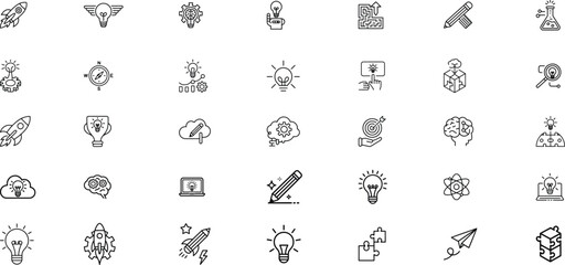 Creative Innovation and Startup Idea Icon Set – Line Style Collection