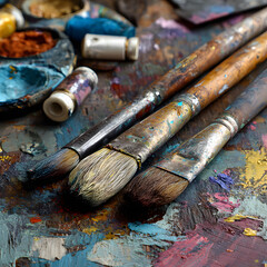 Fototapeta premium brushes and paints
