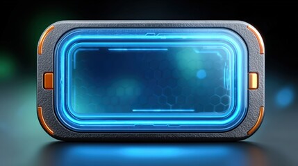 Futuristic interface with a glowing blue border ideal for technology or sci-fi themes, Perfect as a background for digital applications, websites, or presentations,