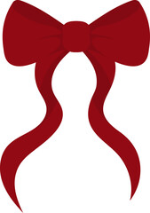Red Ribbon Bow with Wavy Tails &ndash; Decorative Vector Illustration