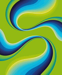 This abstract artwork showcases fluid blue and green wave patterns that evoke feelings of movement, tranquility, and modernity, ideal for various artistic applications.