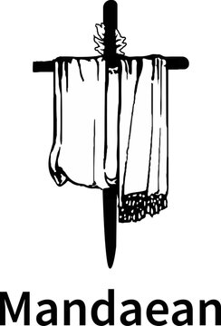 Mandaean religion symbol. Mandaeanism - ancient Gnostic, monotheistic religion. Religious icons. Vector