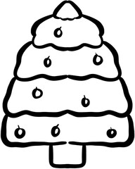 Pine tree hand drawn doodle illustration.