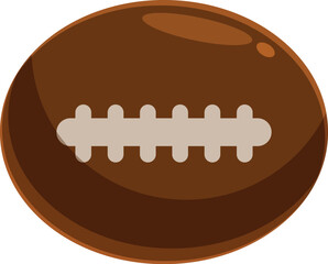 Simple illustration of a brown american football ball with white laces, perfect for sports related designs