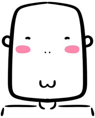Cute man character face smiling doodle hand drawn illustration.