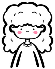Cute girl character cartoon hand drawn clipart kids doodle element hand drawn.