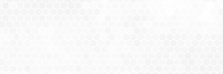 White Hexagon Tile Wall Background with Spotlight at the Center.