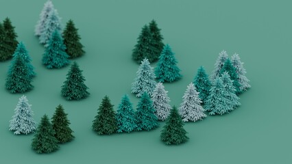 Stylized Forest with Colorful Trees