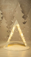 Escenarios de Navidad con escalera blanca