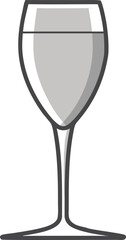 Simple line art drawing of a wine glass filled with liquid
