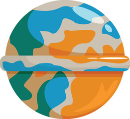 Fototapeta premium Colorful lollipop resembling earth, featuring blue, green, orange, and beige swirls, ideal for projects related to sweets, treats, earth day, or global themes