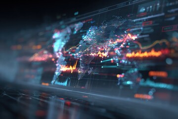 Abstract Global Data Visualization with Charts and Graphs in Modern Style