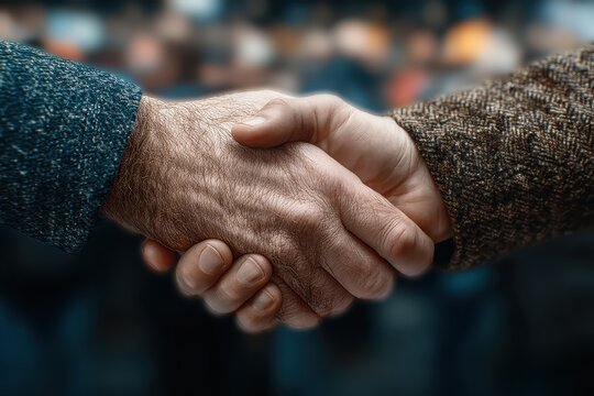 Close-up of Two Hands Shaking in a Friendly Business Agreement Scene