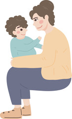 Illustration of Mother and Child Embracing