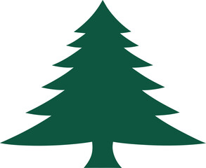 Simple green evergreen tree silhouette isolated on white background