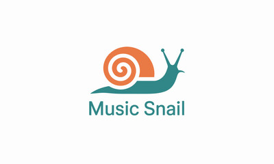 An innovative and playful logo illustrating a snail with a vibrant shell, symbolizing a fusion of music and calmness, ideal for a music-related business or project.