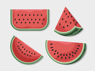 A vibrant collection of stylized watermelon slices showcases freshness and fun, perfect for summer themes, culinary projects, or healthy lifestyle promotions.