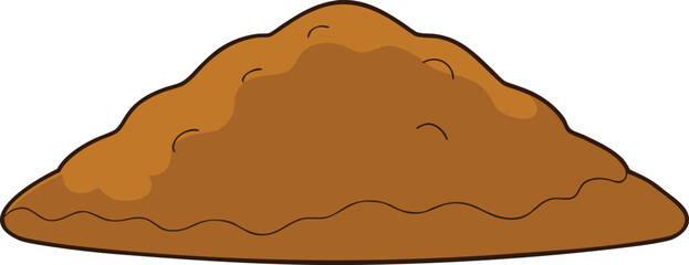 Cartoon pile of brown dirt or mud with wavy texture